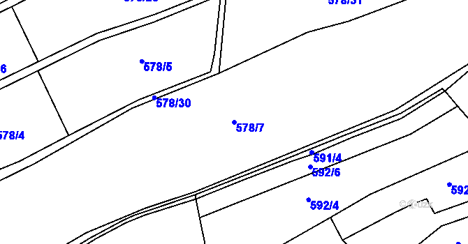 Parcela st. 578/7 v KÚ Jankovice u Uherského Hradiště, Katastrální mapa