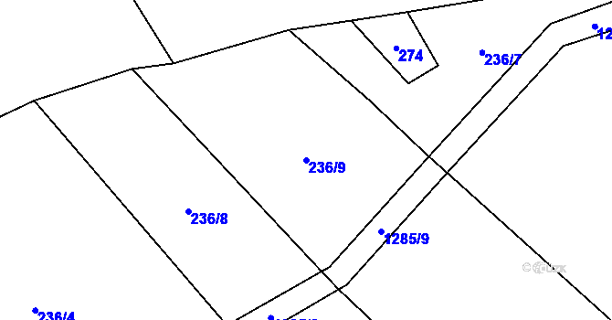 Parcela st. 236/9 v KÚ Jankovice u Uherského Hradiště, Katastrální mapa