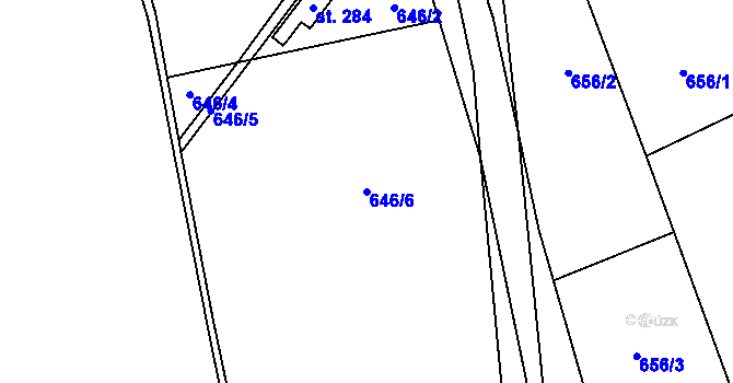 Parcela st. 646/6 v KÚ Jankovice u Uherského Hradiště, Katastrální mapa