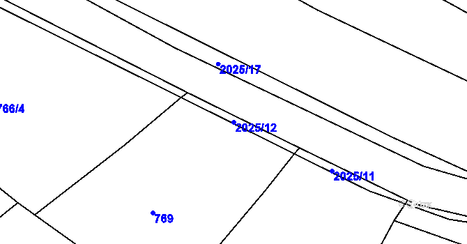 Parcela st. 2025/12 v KÚ Jankovice u Uherského Hradiště, Katastrální mapa