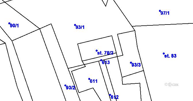 Parcela st. 78/2 v KÚ Janoslavice, Katastrální mapa