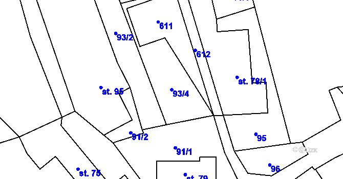 Parcela st. 93/4 v KÚ Janoslavice, Katastrální mapa