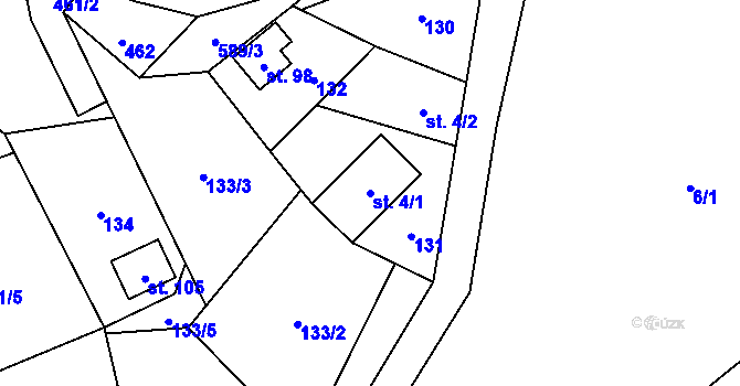 Parcela st. 4/1 v KÚ Janoušov, Katastrální mapa