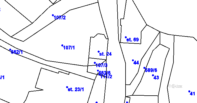 Parcela st. 24 v KÚ Janoušov, Katastrální mapa