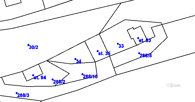 Parcela st. 35 v KÚ Janoušov, Katastrální mapa
