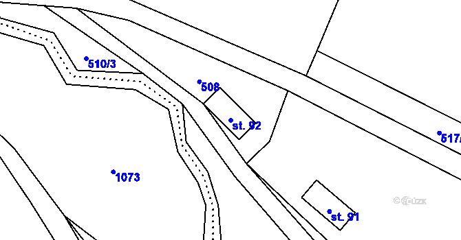 Parcela st. 92 v KÚ Janoušov, Katastrální mapa