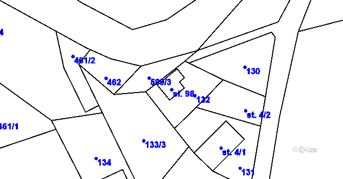 Parcela st. 98 v KÚ Janoušov, Katastrální mapa