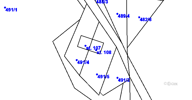 Parcela st. 108 v KÚ Janoušov, Katastrální mapa