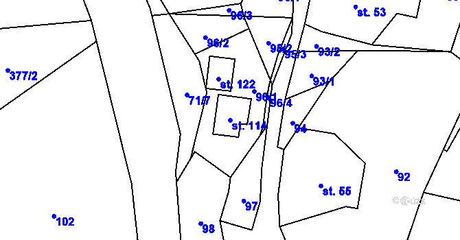 Parcela st. 114 v KÚ Janoušov, Katastrální mapa