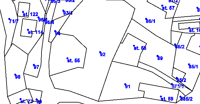 Parcela st. 92 v KÚ Janoušov, Katastrální mapa