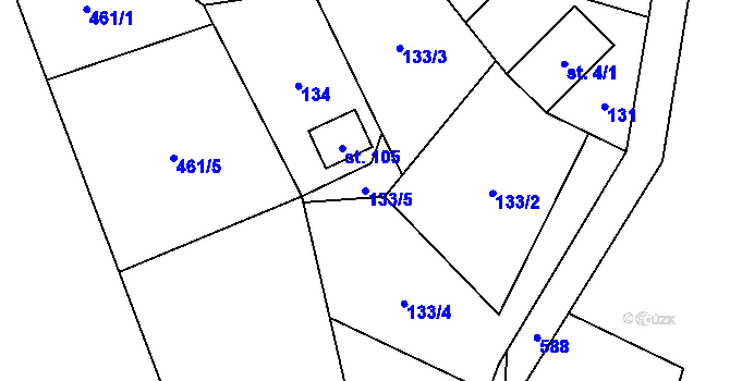 Parcela st. 133/5 v KÚ Janoušov, Katastrální mapa