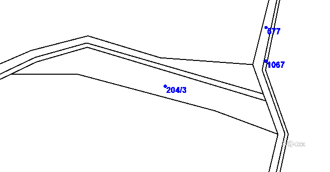 Parcela st. 204/3 v KÚ Janoušov, Katastrální mapa