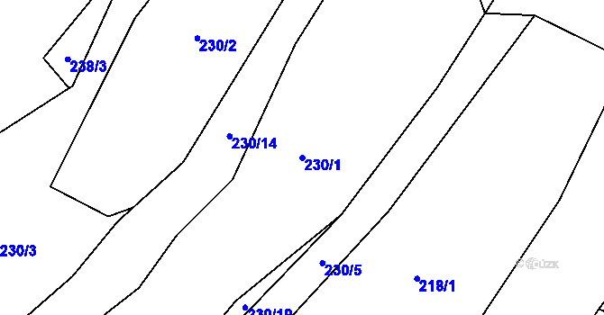 Parcela st. 230/1 v KÚ Janoušov, Katastrální mapa