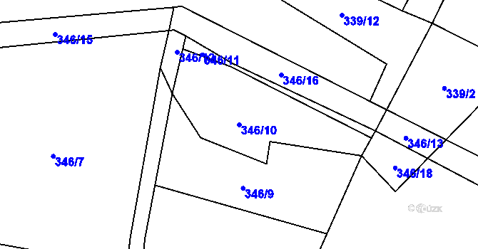 Parcela st. 346/10 v KÚ Janoušov, Katastrální mapa