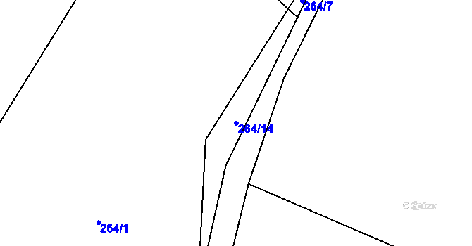 Parcela st. 264/14 v KÚ Janoušov, Katastrální mapa