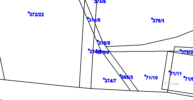 Parcela st. 376/4 v KÚ Janoušov, Katastrální mapa