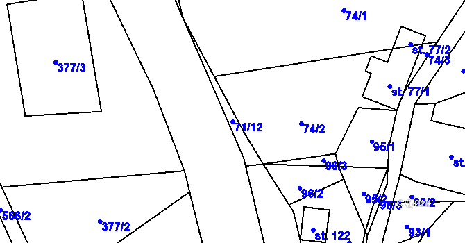 Parcela st. 71/12 v KÚ Janoušov, Katastrální mapa