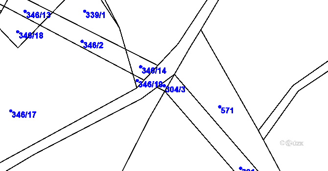 Parcela st. 304/3 v KÚ Janoušov, Katastrální mapa