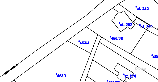 Parcela st. 453/4 v KÚ Janov, Katastrální mapa
