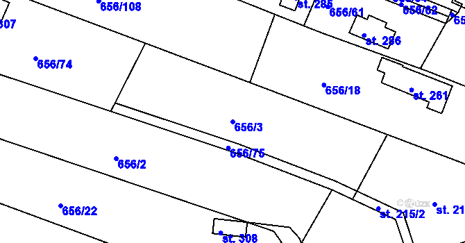 Parcela st. 656/3 v KÚ Janov, Katastrální mapa