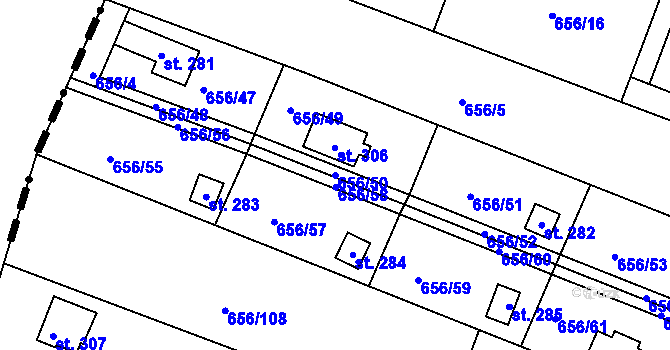 Parcela st. 656/50 v KÚ Janov, Katastrální mapa