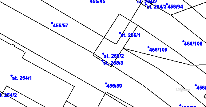 Parcela st. 265/2 v KÚ Janov, Katastrální mapa