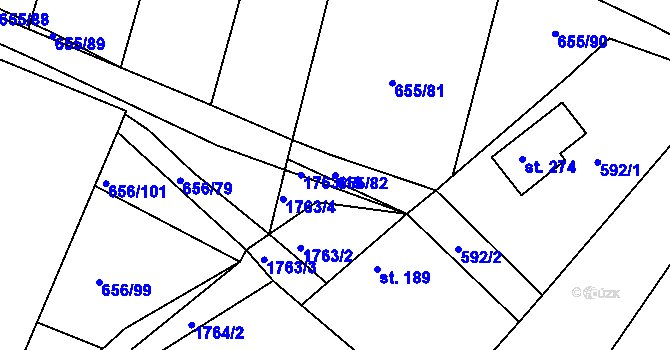 Parcela st. 655/82 v KÚ Janov, Katastrální mapa