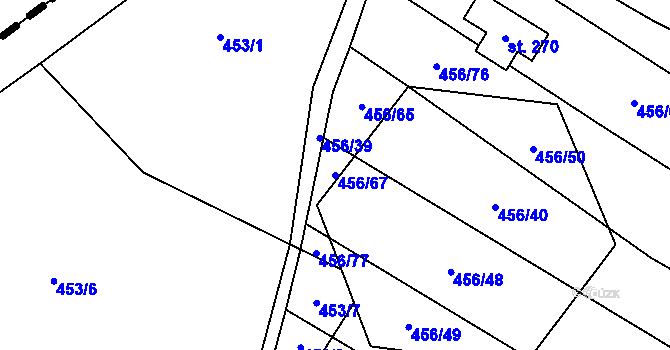 Parcela st. 456/67 v KÚ Janov, Katastrální mapa