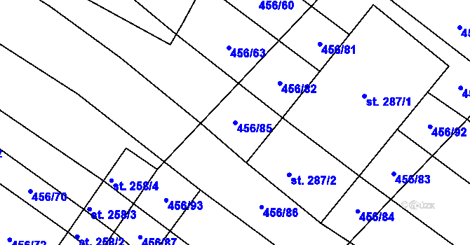 Parcela st. 456/85 v KÚ Janov, Katastrální mapa