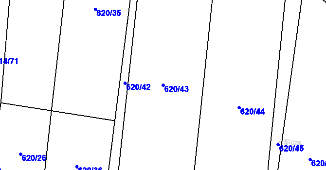 Parcela st. 620/43 v KÚ Janov, Katastrální mapa