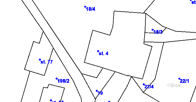 Parcela st. 4 v KÚ Janov u Mladé Vožice, Katastrální mapa