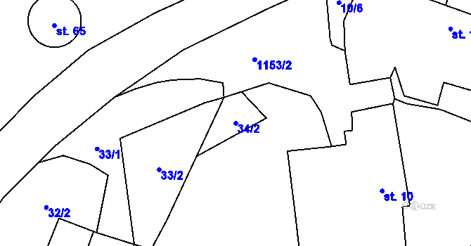 Parcela st. 34/2 v KÚ Janov u Mladé Vožice, Katastrální mapa