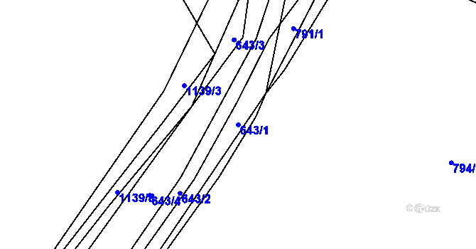 Parcela st. 643/1 v KÚ Janov u Mladé Vožice, Katastrální mapa