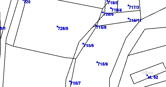 Parcela st. 715/6 v KÚ Janov u Mladé Vožice, Katastrální mapa