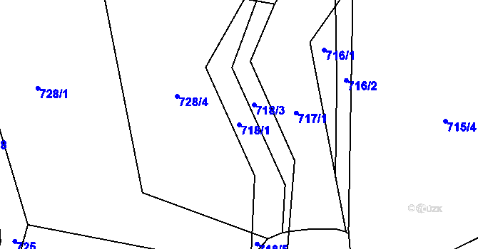 Parcela st. 718/1 v KÚ Janov u Mladé Vožice, Katastrální mapa