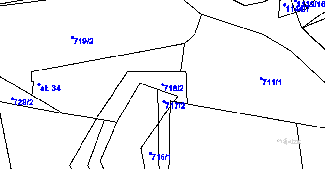 Parcela st. 718/2 v KÚ Janov u Mladé Vožice, Katastrální mapa