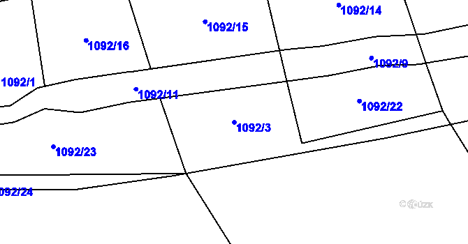 Parcela st. 1092/3 v KÚ Janov u Mladé Vožice, Katastrální mapa