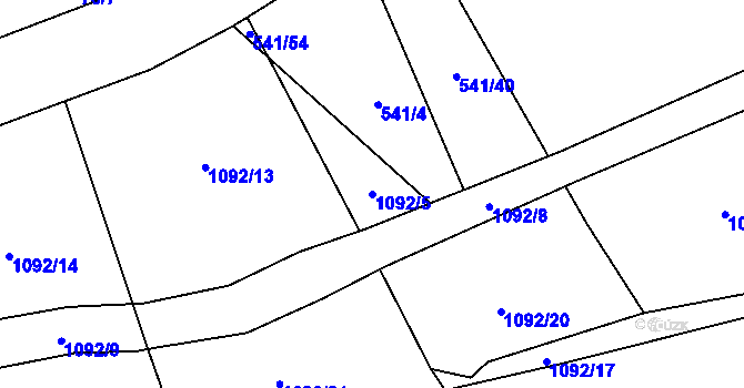 Parcela st. 1092/5 v KÚ Janov u Mladé Vožice, Katastrální mapa