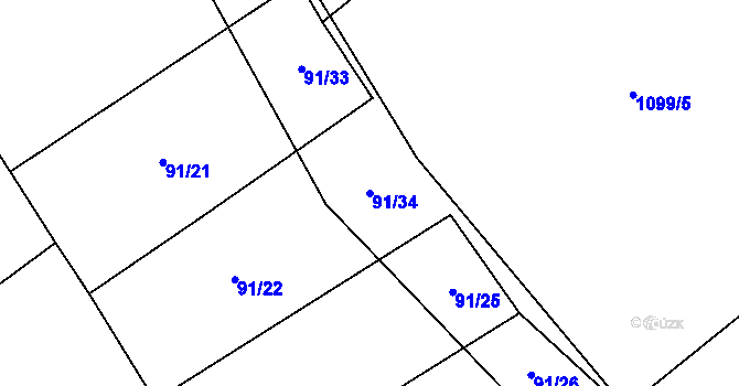 Parcela st. 91/34 v KÚ Janov u Mladé Vožice, Katastrální mapa
