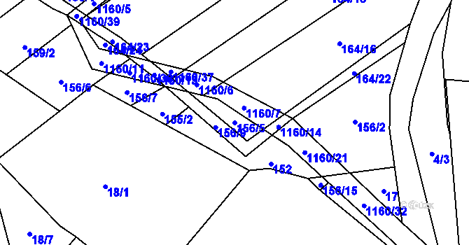 Parcela st. 156/5 v KÚ Janov u Mladé Vožice, Katastrální mapa