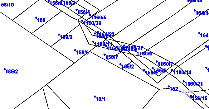 Parcela st. 156/7 v KÚ Janov u Mladé Vožice, Katastrální mapa