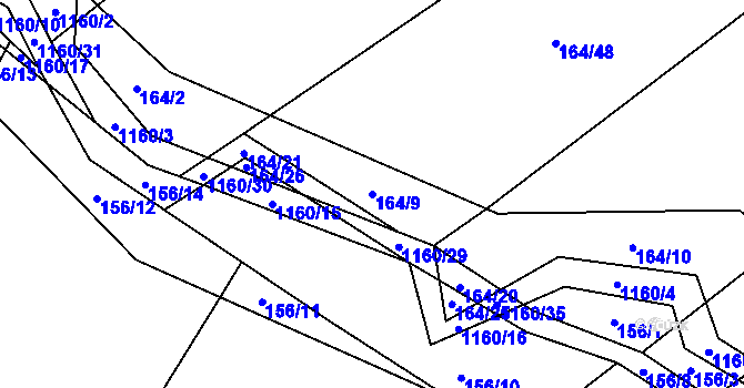 Parcela st. 164/9 v KÚ Janov u Mladé Vožice, Katastrální mapa