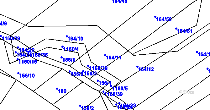 Parcela st. 164/11 v KÚ Janov u Mladé Vožice, Katastrální mapa