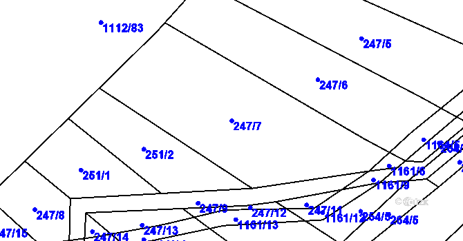 Parcela st. 247/7 v KÚ Janov u Mladé Vožice, Katastrální mapa