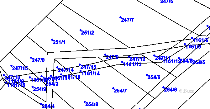 Parcela st. 247/9 v KÚ Janov u Mladé Vožice, Katastrální mapa