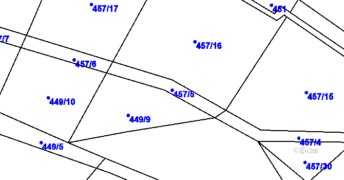 Parcela st. 457/5 v KÚ Janov u Mladé Vožice, Katastrální mapa