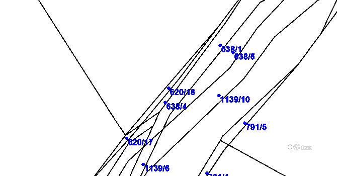 Parcela st. 620/18 v KÚ Janov u Mladé Vožice, Katastrální mapa