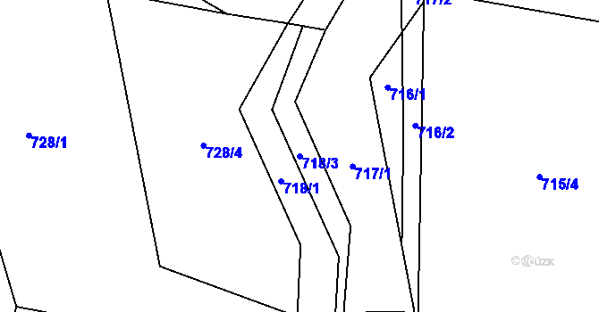 Parcela st. 718/3 v KÚ Janov u Mladé Vožice, Katastrální mapa