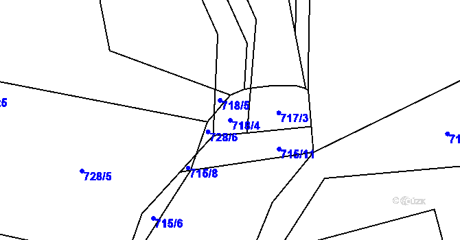 Parcela st. 718/4 v KÚ Janov u Mladé Vožice, Katastrální mapa