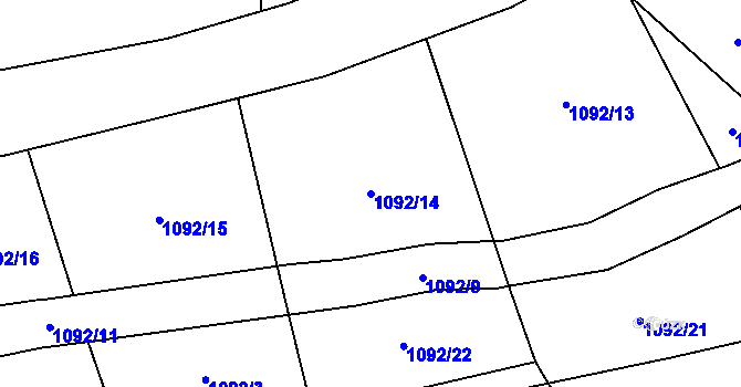 Parcela st. 1092/14 v KÚ Janov u Mladé Vožice, Katastrální mapa